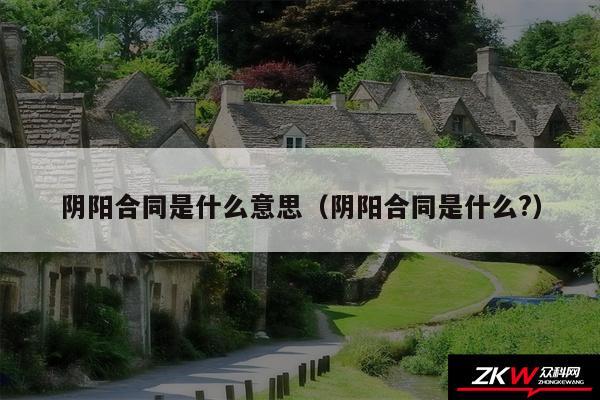 阴阳合同是什么意思以及阴阳合同是什么?