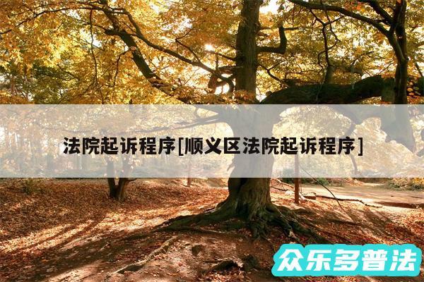 法院起诉程序及顺义区法院起诉程序