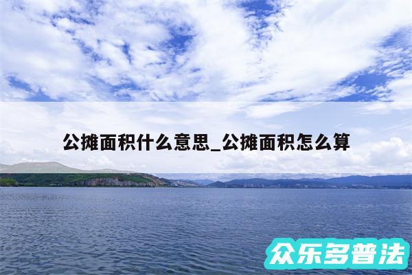 公摊面积什么意思_公摊面积怎么算