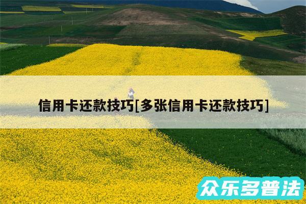 信用卡还款技巧及多张信用卡还款技巧