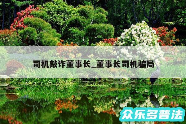 司机敲诈董事长_董事长司机骗局