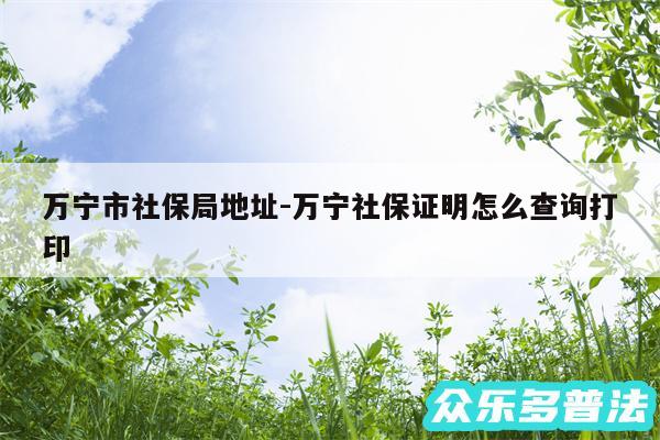 万宁市社保局地址-万宁社保证明怎么查询打印