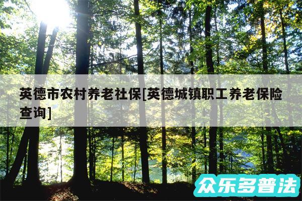 英德市农村养老社保及英德城镇职工养老保险查询