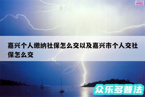 嘉兴个人缴纳社保怎么交以及嘉兴市个人交社保怎么交