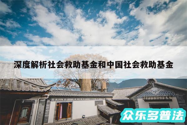 深度解析社会救助基金和中国社会救助基金