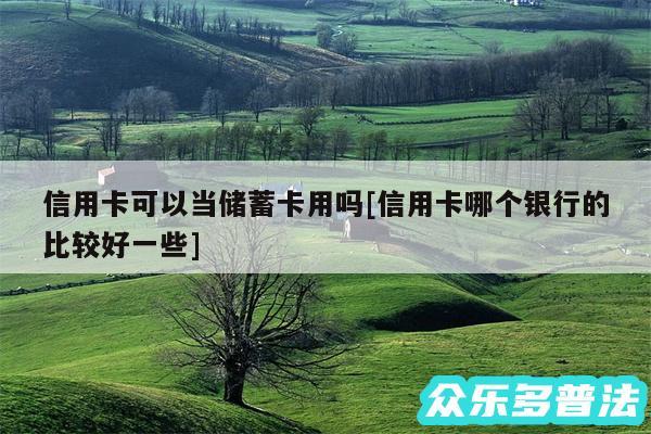 信用卡可以当储蓄卡用吗及信用卡哪个银行的比较好一些
