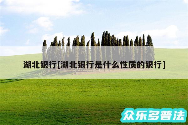 湖北银行及湖北银行是什么性质的银行