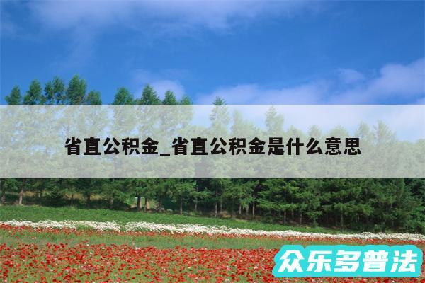 省直公积金_省直公积金是什么意思